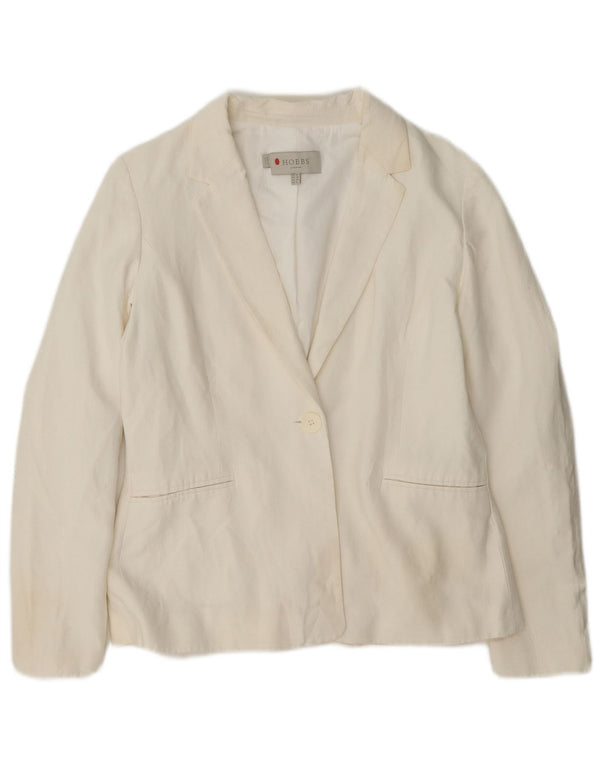 Hobbs Womens 1 Button Blazer Jacket UK 10 Small White Silk