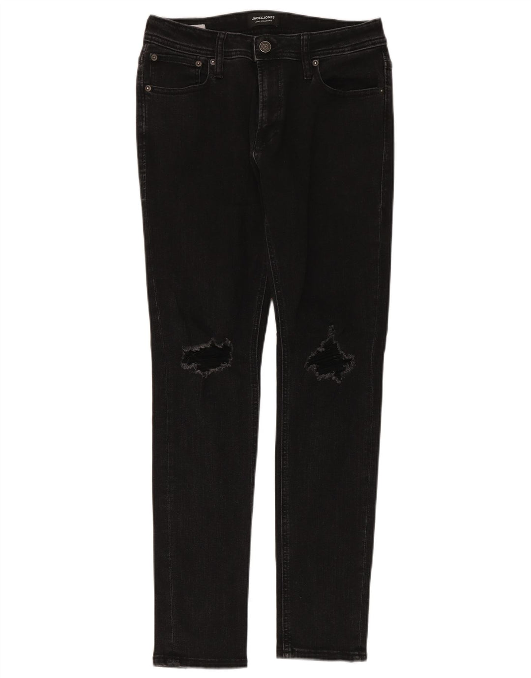 Jack & Jones Mens Distressed Slim Jeans W32 L30 Black Cotton