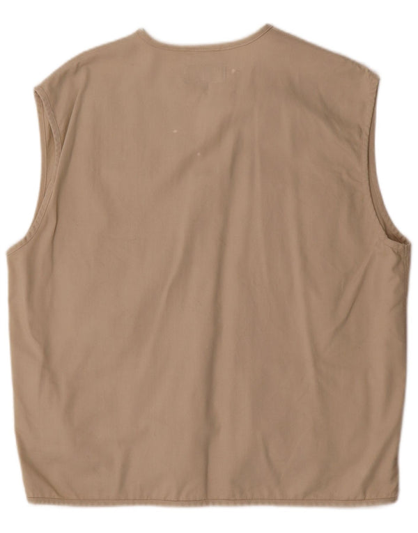 Vintage Mens Utility Gilet UK 38 Medium Beige Cotton