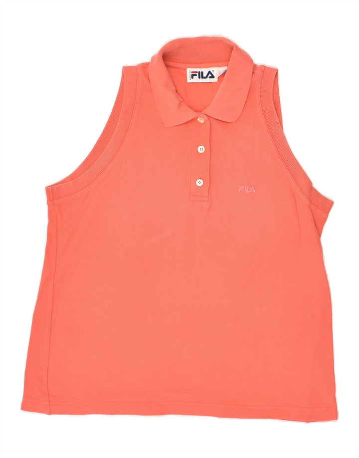 FILA Womens Sleeveless Polo Shirt US 6 Medium Orange Cotton | Vintage Fila | Thrift | Second-Hand Fila | Used Clothing | Messina Hembry 