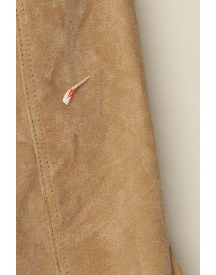 Zarro Womens Suede Jacket IT 42 Medium Beige Leather