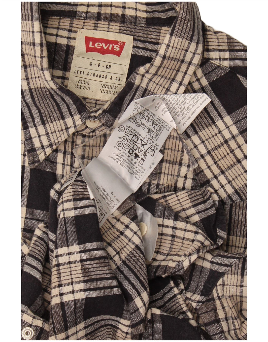 Levi's Flanelskjorte til mænd, lille grå ternet bomuld