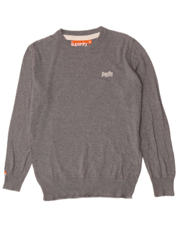 Superdry Herre Boat Neck Sweater Små grå Flecked Bomuld