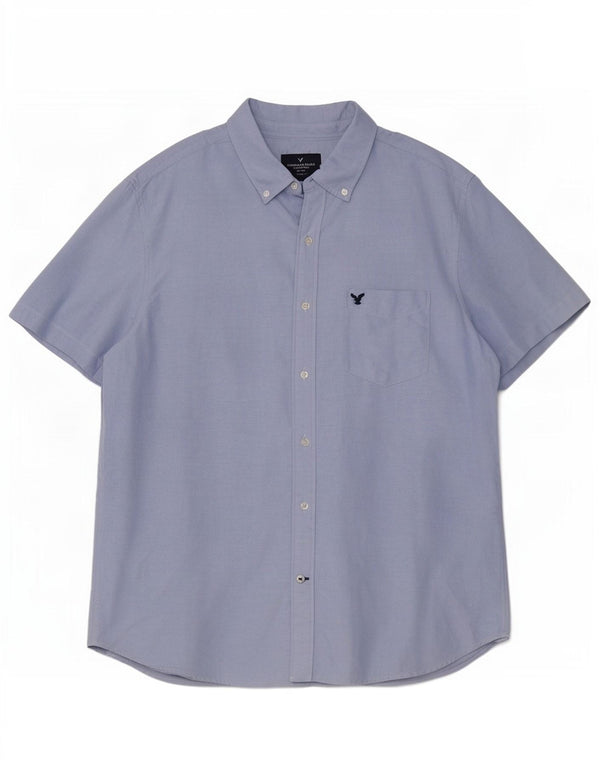 American Eagle Mens Short Sleeve Classic Fit Shirt XL Blue Cotton