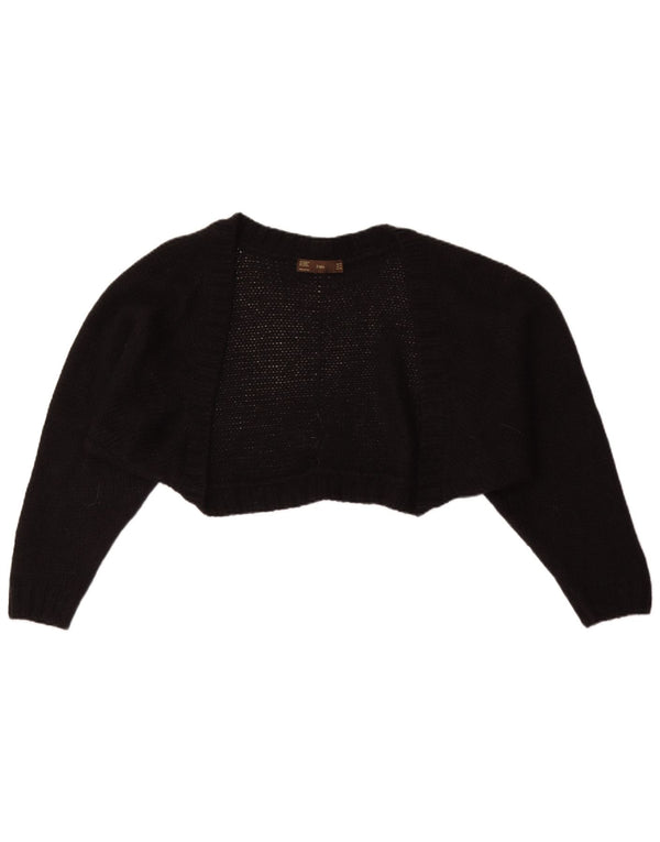 Damski sweter Zara Crop Open Bolero UK 12, średni czarny akryl