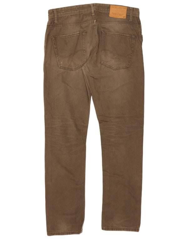 Jack & Jones Masculino Tim Slim Jeans W34 L32 Algodão Cáqui