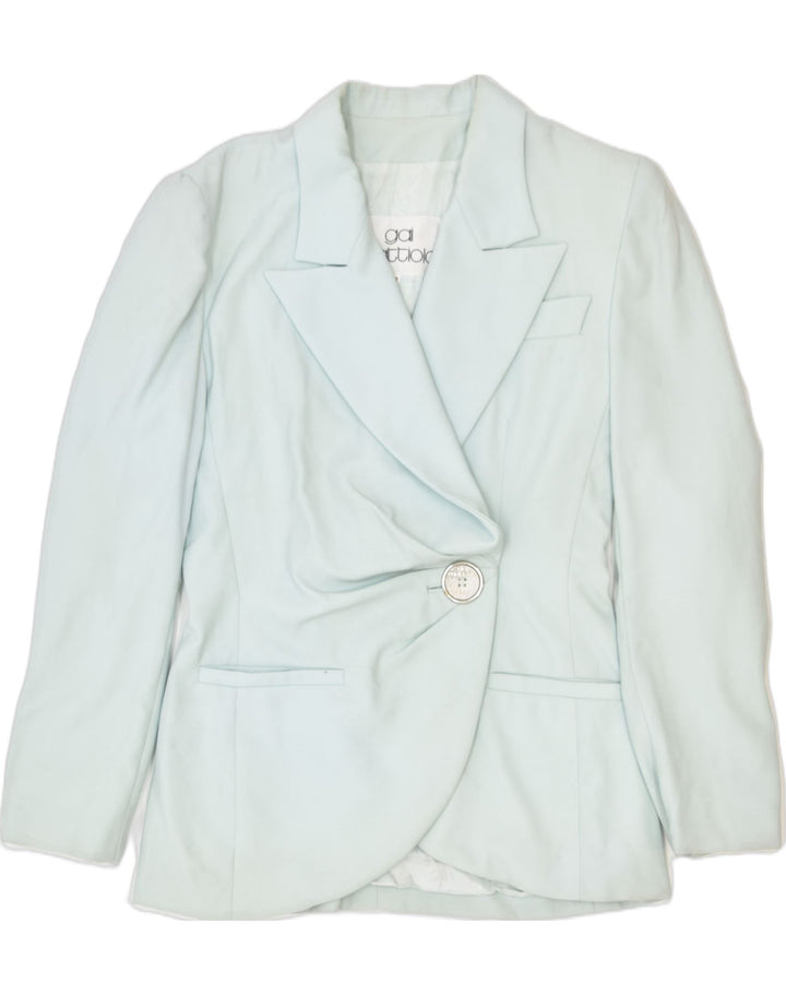 GAI MATTIOLO Womens 1 Button Blazer Jacket IT 42 Medium Blue Wool | Vintage | Thrift | Second-Hand | Used Clothing | Messina Hembry 