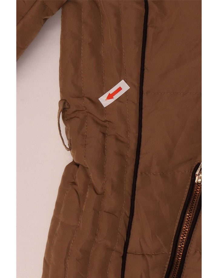 Zara Womens Hooded Padded Jacket UK 14 Medium Beige Polyester