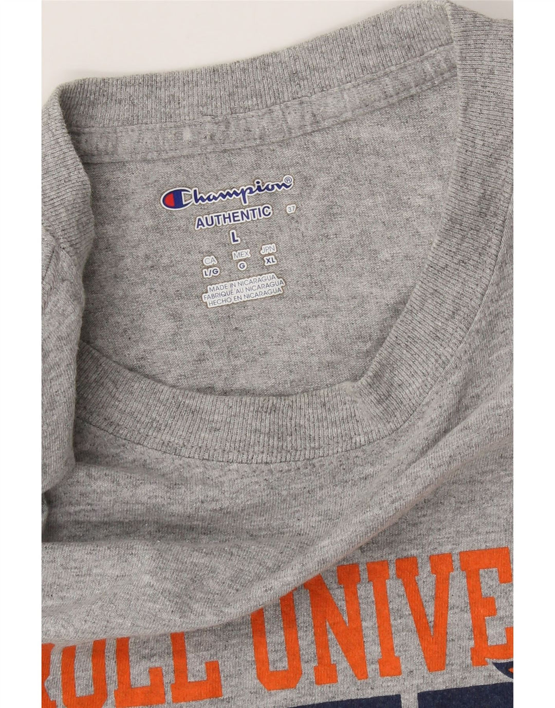 CHAMPION Mens Graphic Top Long Sleeve Large Grey Vintage Champion and Second-Hand Champion from Messina Hembry 