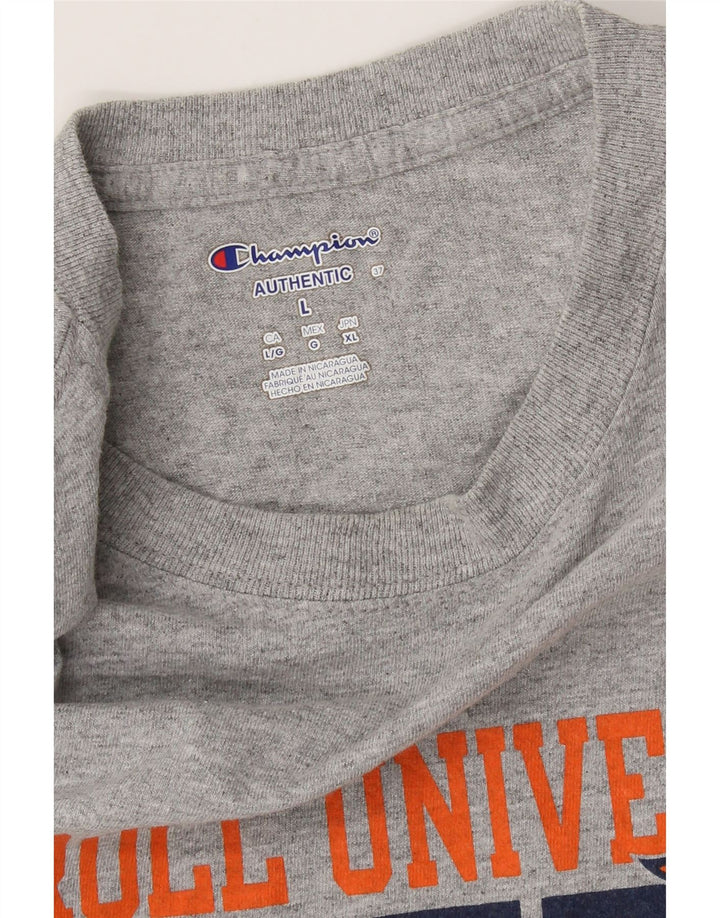 CHAMPION Mens Graphic Top Long Sleeve Large Grey Vintage Champion and Second-Hand Champion from Messina Hembry 