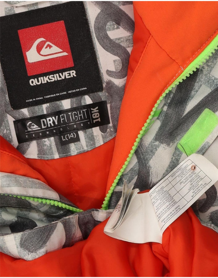 Giacca da sci Quiksilver da bambino con cappuccio grafico 13-14 anni, grande in poliestere grigio