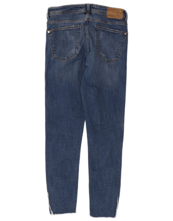 Zara Dame Crop Skinny Jeans EU 36 XS W26 L25 Blå