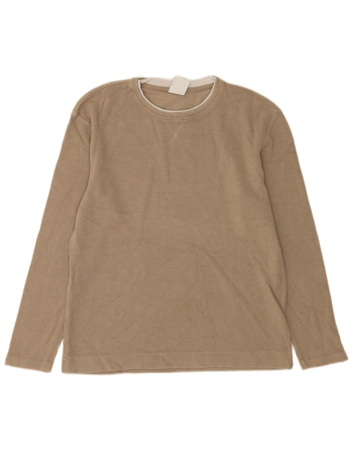 Zara Mens Top Long Sleeve Medium Brown Cotton