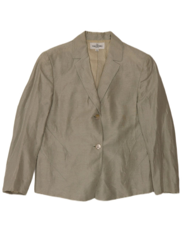 Valentino Womens 3/4 Sleeve 2 Button Blazer Jacket UK 12 Medium Green