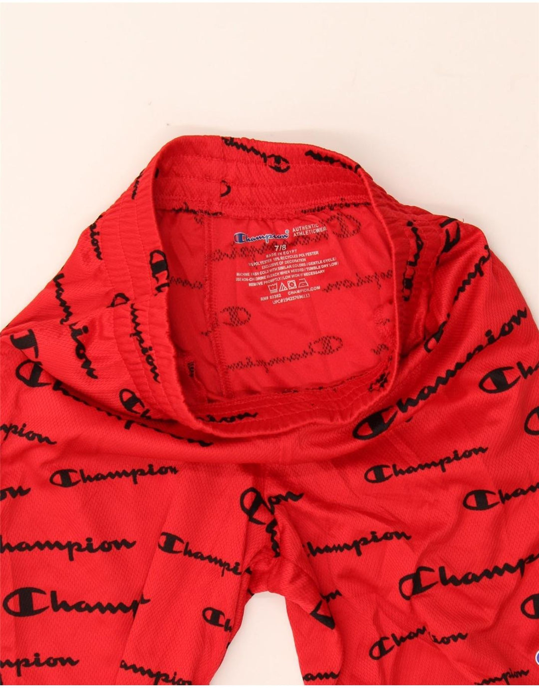 CHAMPION Boys Graphic Sport Shorts 7-8 Years Red Polyester Vintage Champion and Second-Hand Champion from Messina Hembry 