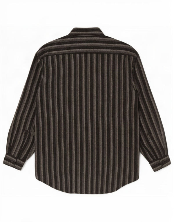 Camicia vintage da uomo in flanella a righe nere grandi
