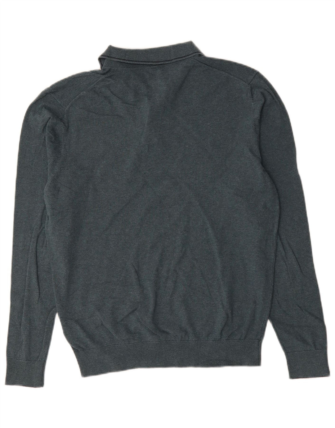 Marks & Spencer Mens Polo Neck Jumper Sweater Medium Green Cotton