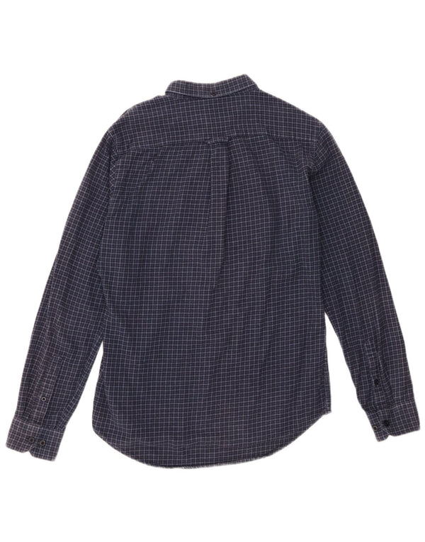 Farah Mens Flannel Shirt Medium Navy Blue Check Cotton