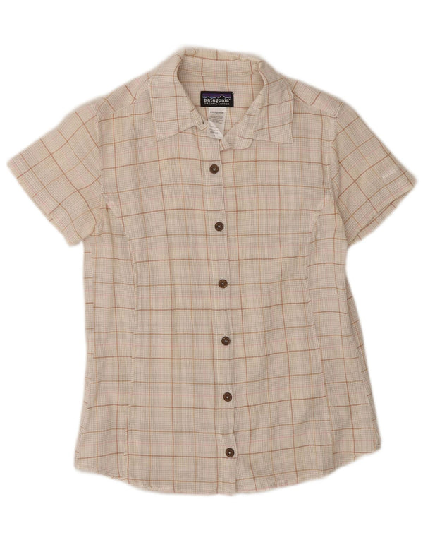 Patagonia Damen Kurzarmhemd mit klassischer Passform, US 4 Small Beige Check