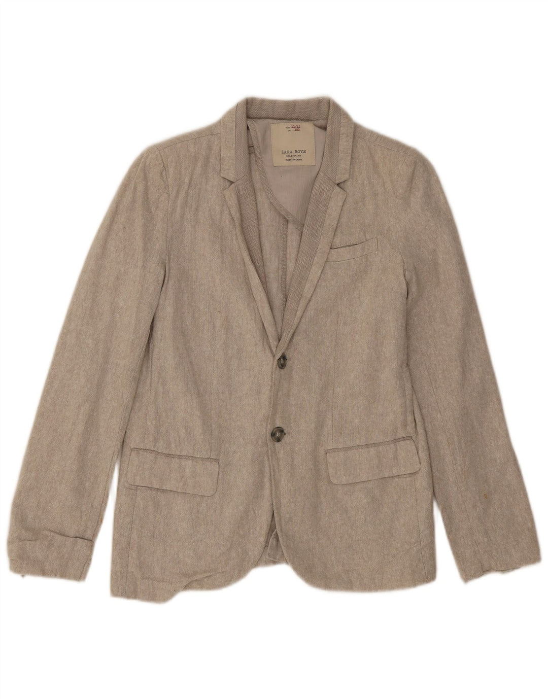 Zara Boys 2 Button Blazer Jacket 11-12 Years Beige Linen
