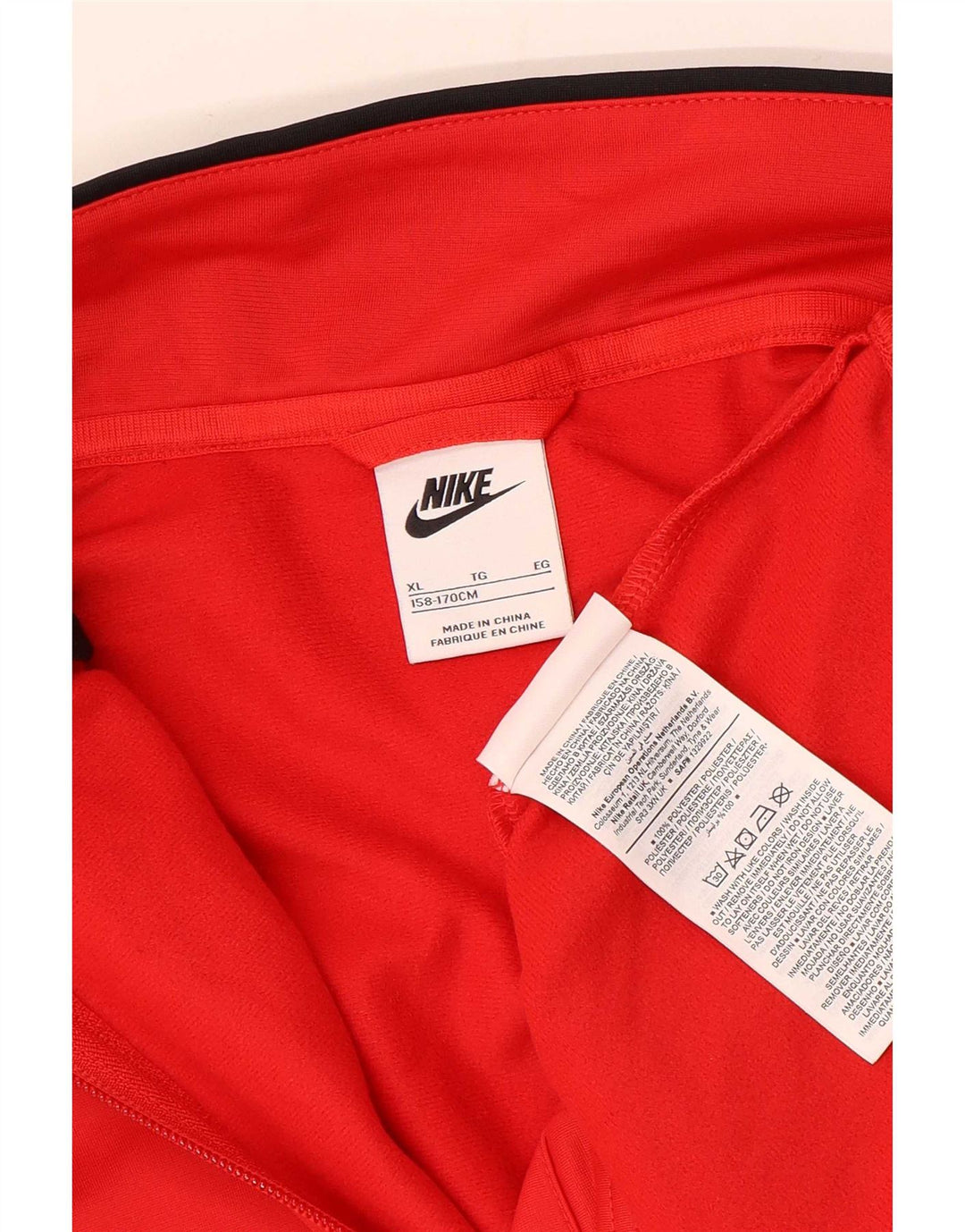 Nike Boys Tracksuit Top Jacket 13-14 Years XL Red Colourblock Polyester