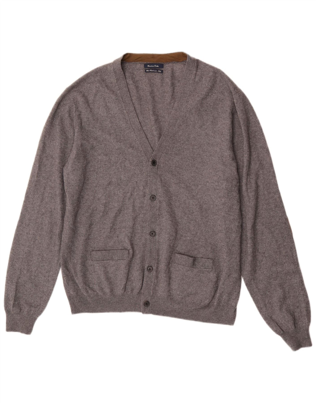 Męski sweter rozpinany Massimo Dutti 2XL Szara wełna