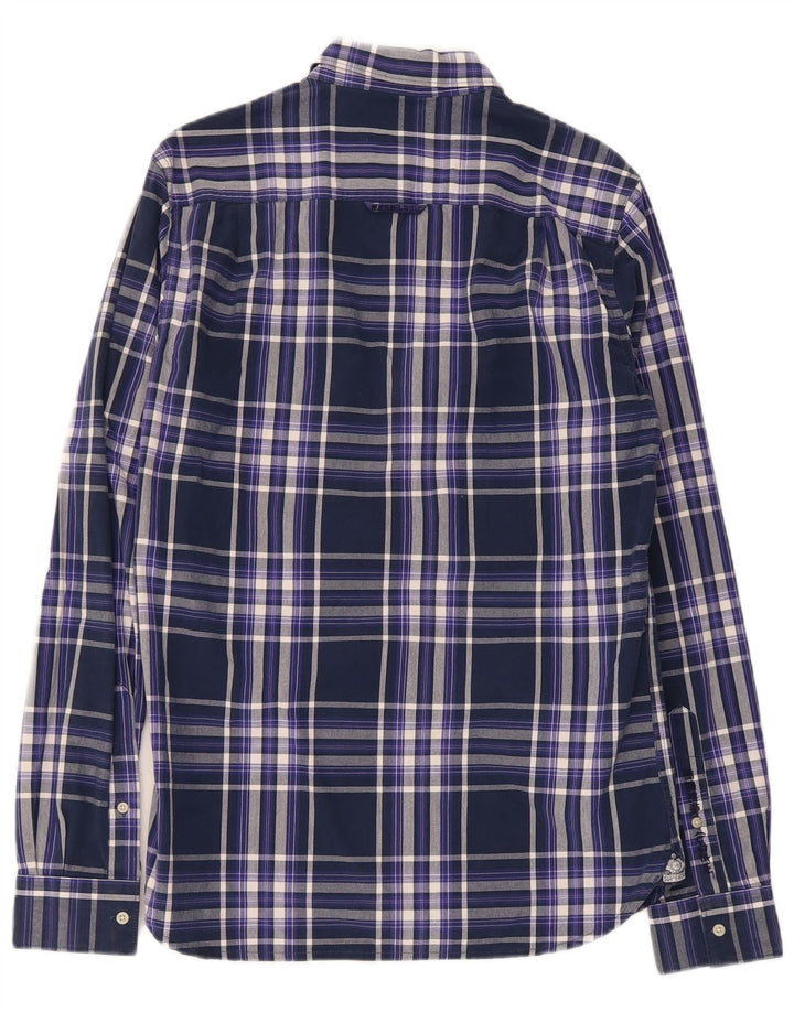 Camicia da uomo Superdry Small in cotone a quadri blu navy