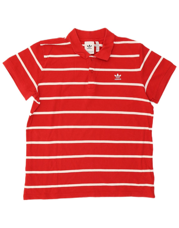 Męska koszulka polo Adidas XL w czerwone paski, bawełniana