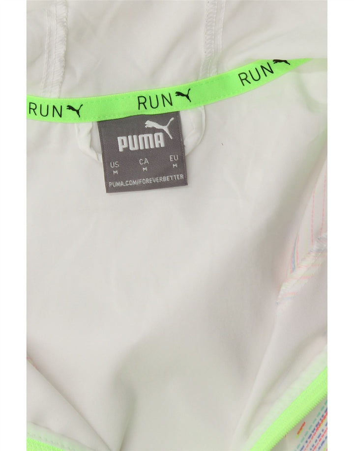 PUMA Mens Hooded Rain Jacket UK 38 Medium White Pinstripe Polyester