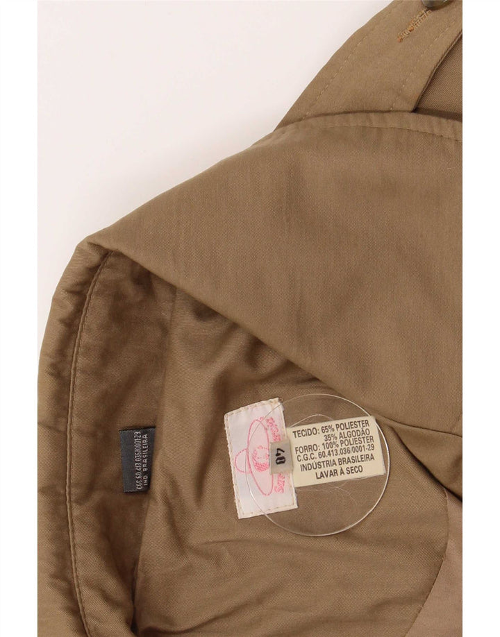 Vintage Womens Longline Oversized Trench Coat IT 40 Small Beige Polyester