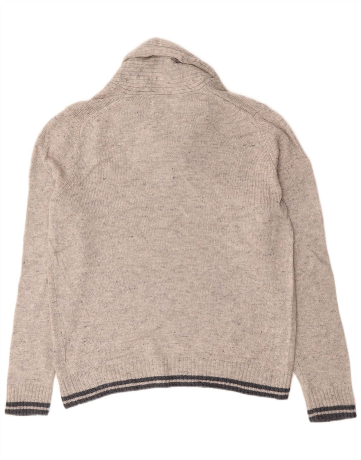Marks & Spencer Herre Shawl Neck Jumper Sweater Large Grey Flecked Lammeuld