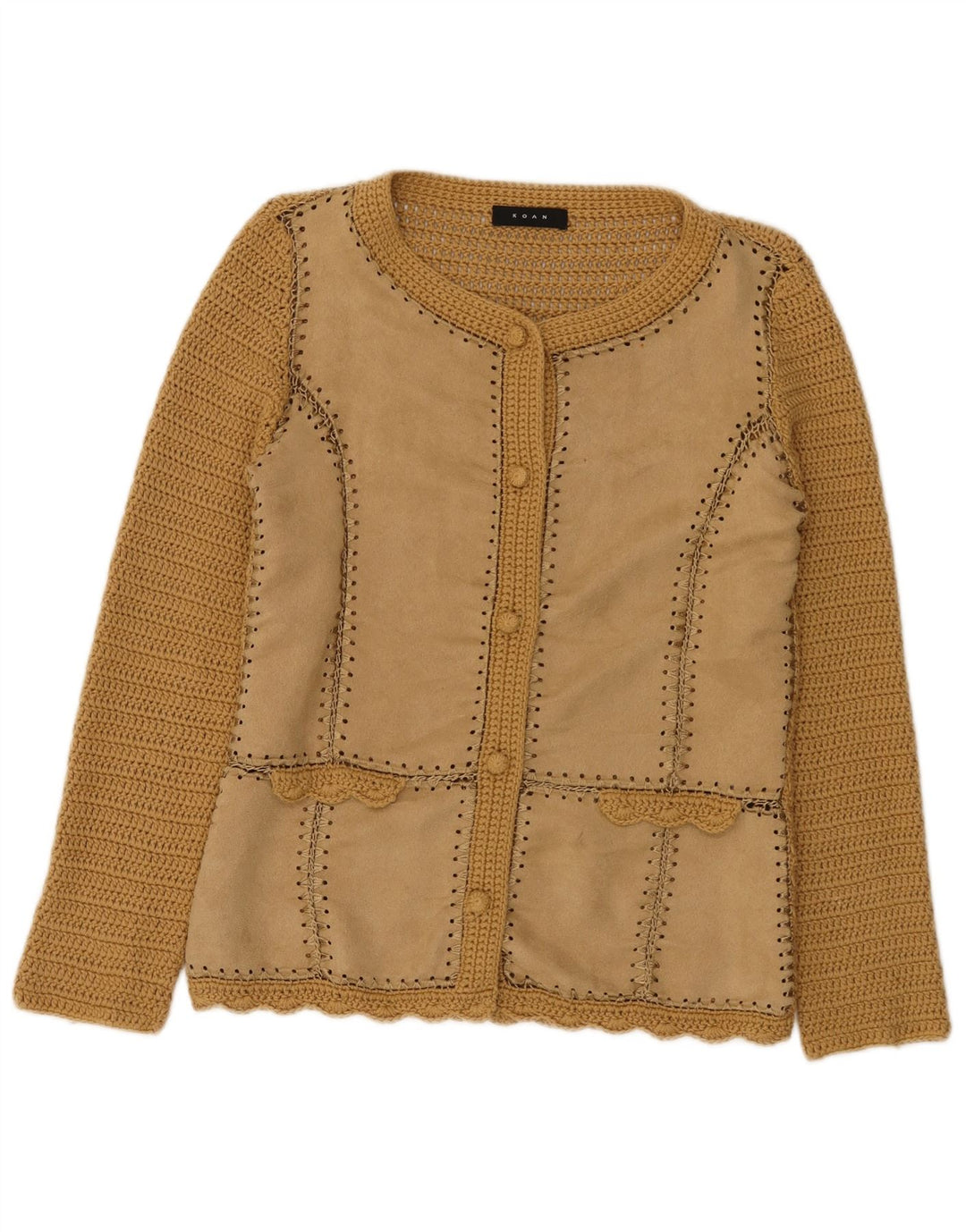 Koan Dame Cardigan Sweater UK 12 Medium Brun Polyester