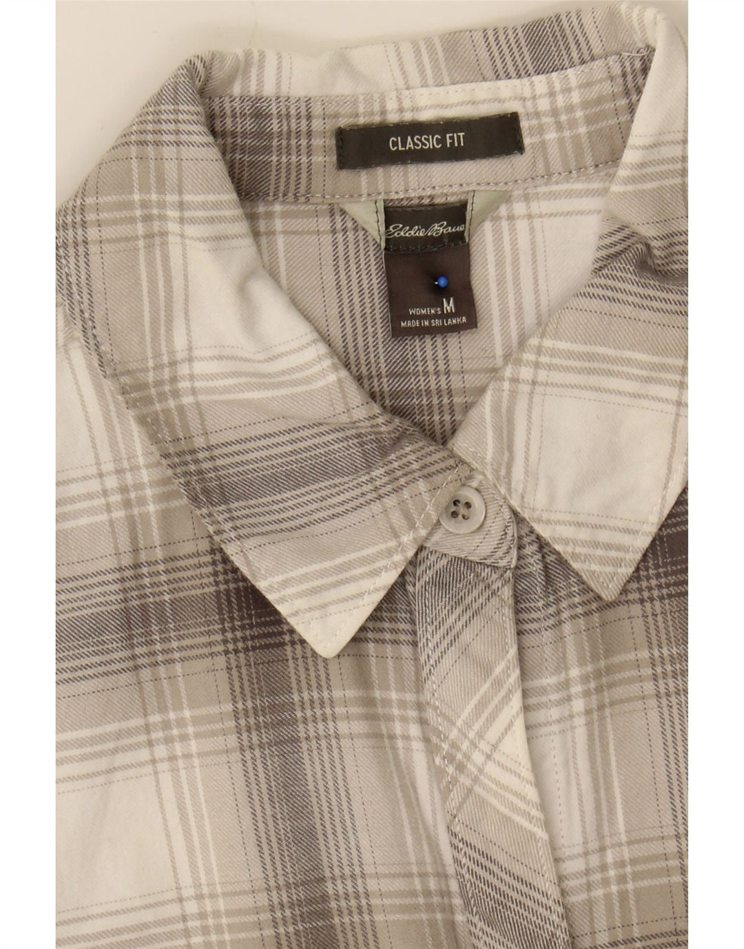 EDDIE BAUER Womens Classic Fit Shirt UK 14 Medium Grey Check Cotton Vintage Eddie Bauer and Second-Hand Eddie Bauer from Messina Hembry 