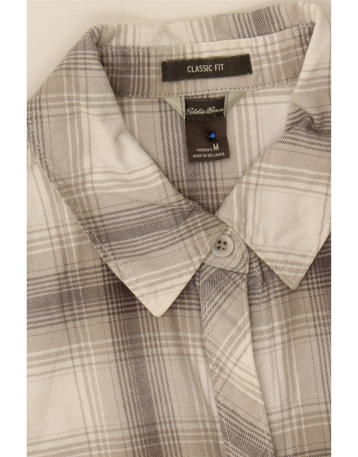 EDDIE BAUER Womens Classic Fit Shirt UK 14 Medium Grey Check Cotton Vintage Eddie Bauer and Second-Hand Eddie Bauer from Messina Hembry 