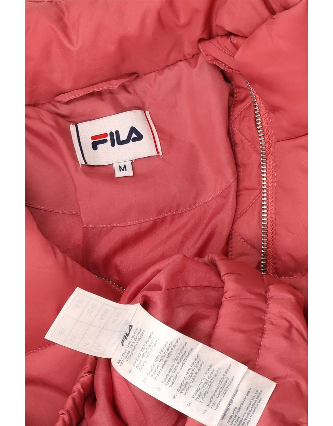 Fila Womens Loose Fit Padded Jacket UK 14 Medium Pink Polyester