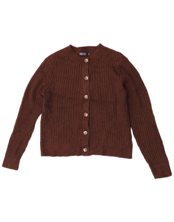 Marks & Spencer Womens Cardigan Sweater UK 14 Medium Brown Polyester