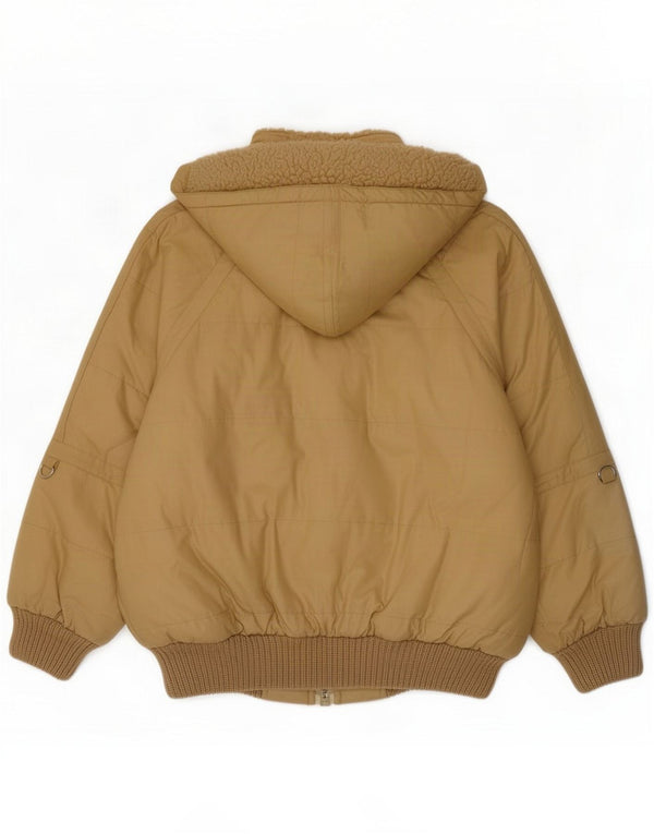 Vintage Herren-Kapuzen-Sherpa-Jacke UK 40 Large Beige Polyester