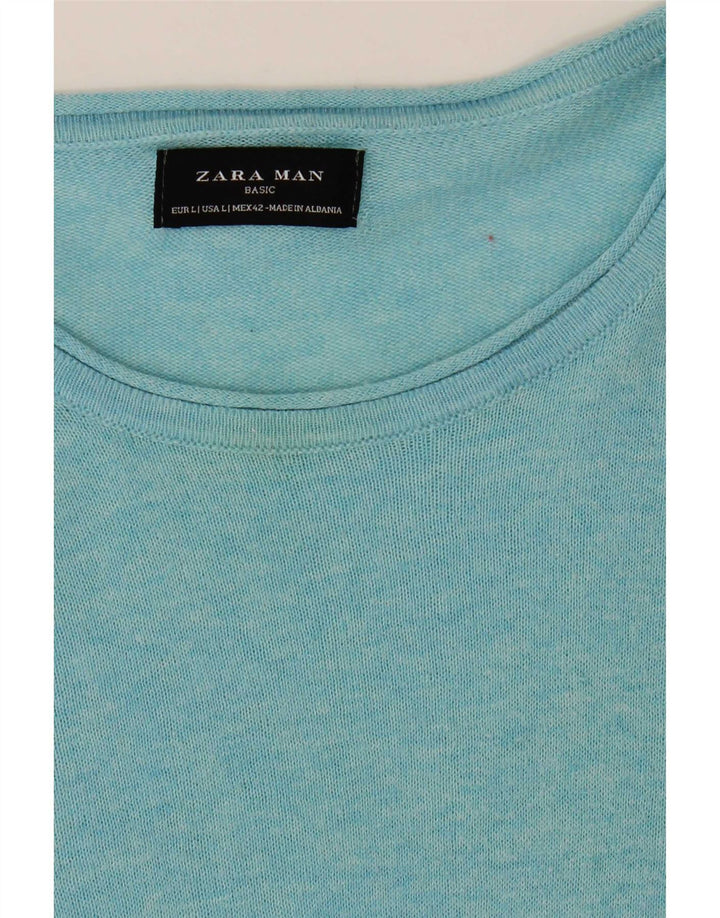 Мужской джемпер с круглым вырезом Zara, большой синий