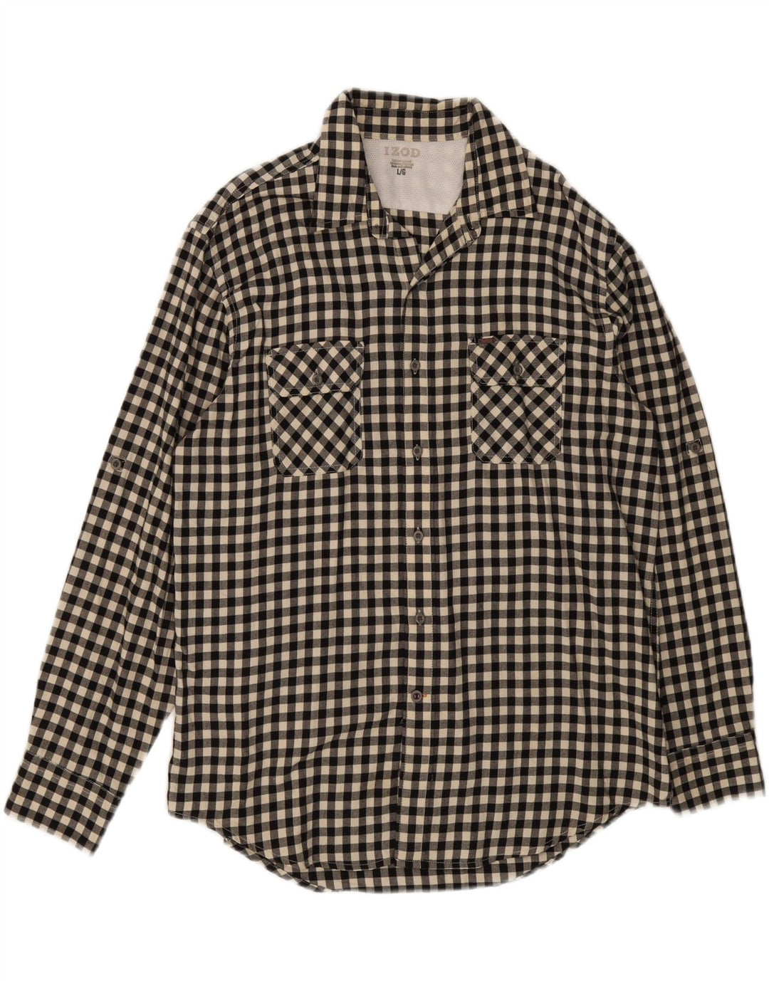 IZOD Mens Flannel Shirt Large Black Check Cotton Vintage Izod and Second-Hand Izod from Messina Hembry 