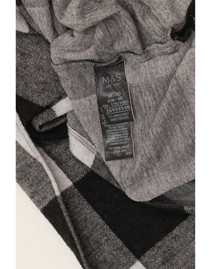 Marks & Spencer Dametop Langærmet UK 20 2XL Grå ternet polyester