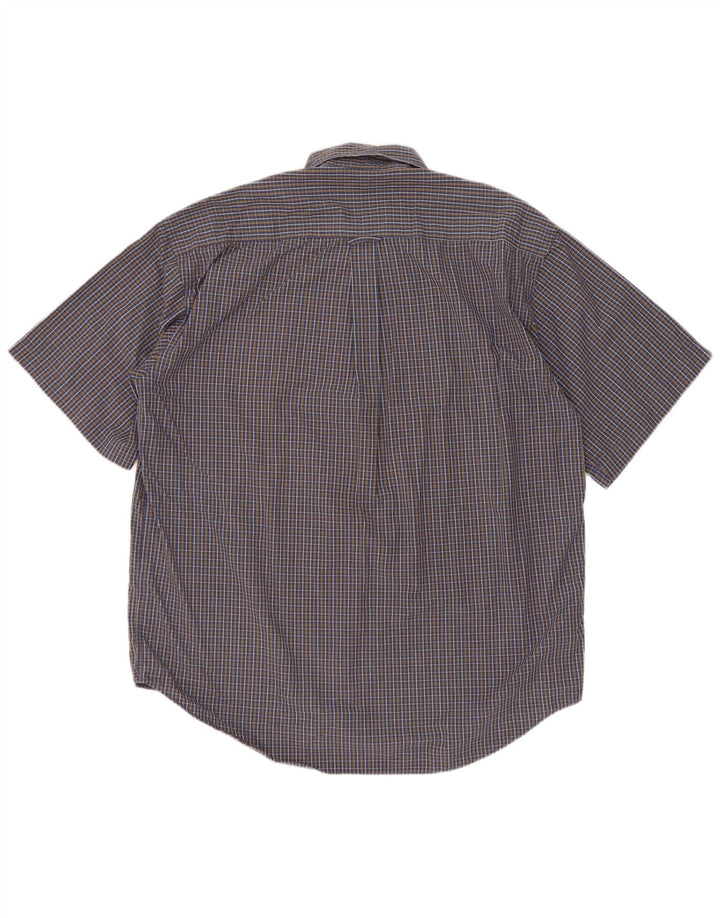 Camicia a maniche corte da uomo Springfield in cotone a quadri blu grandi