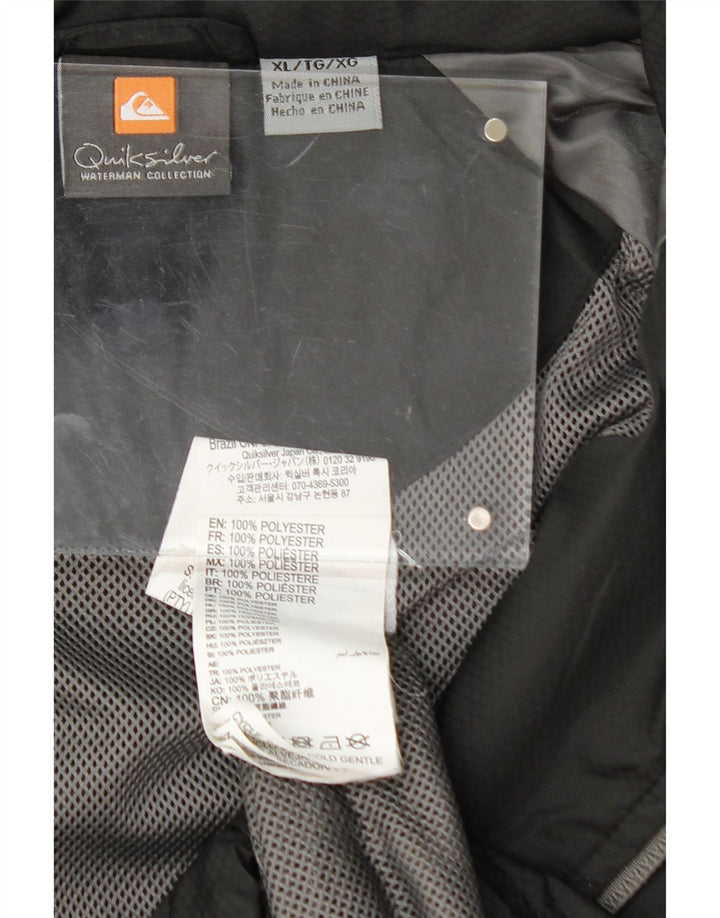 QUIKSILVER Mens Hooded Rain Jacket UK 42 XL Black Polyester Vintage Quiksilver and Second-Hand Quiksilver from Messina Hembry 