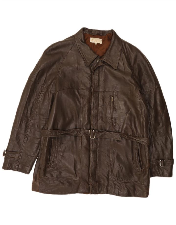 Vintage herre læderjakke IT 52 XL brunt læder