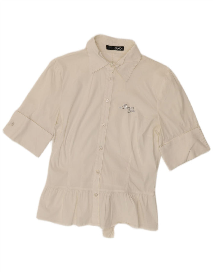 Liu Jo Chemise à manches courtes pour femme IT 44 Coton blanc moyen