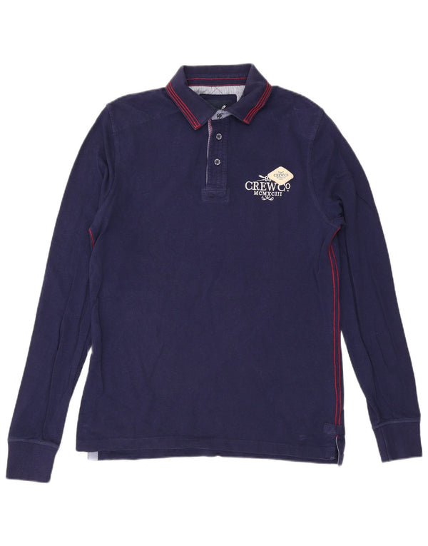 Besætningstøj Herre grafisk langærmet poloshirt Medium Navyblå stribet