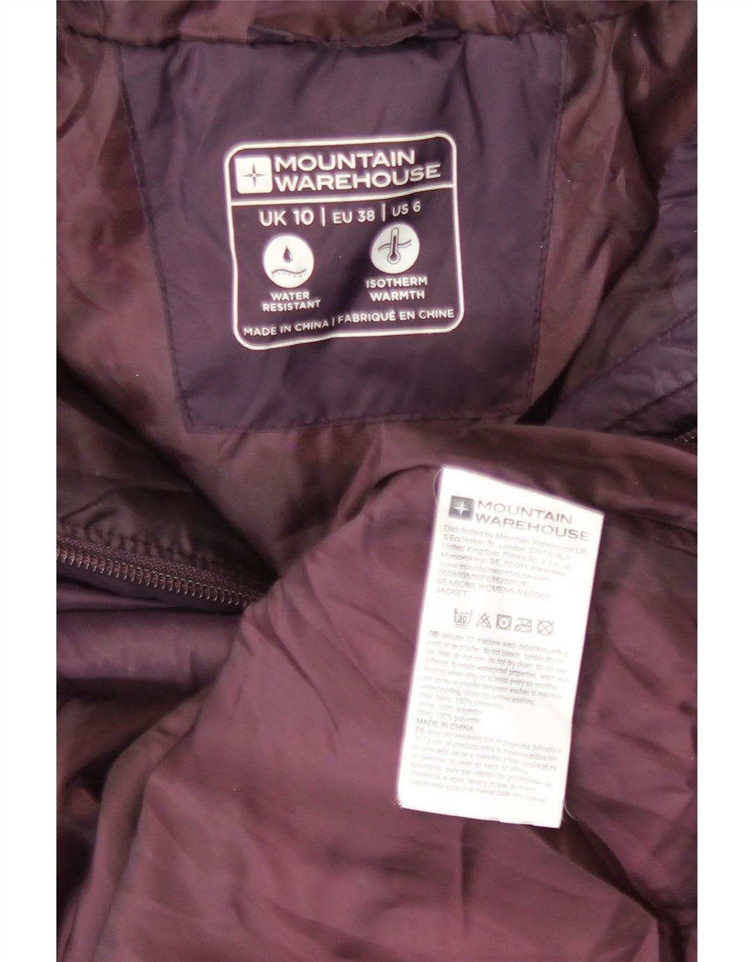 Mountain Warehouse Wattierte Damenjacke mit Kapuze, UK 10, Klein, Kastanienbraun
