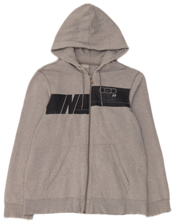 Nike Pull à capuche zippé graphique pour homme UK 36/38 Petit gris coton