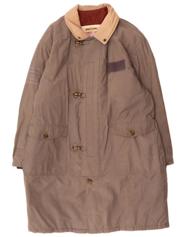 Vintage Mens Padded Coat UK 42 XL Grey Cotton