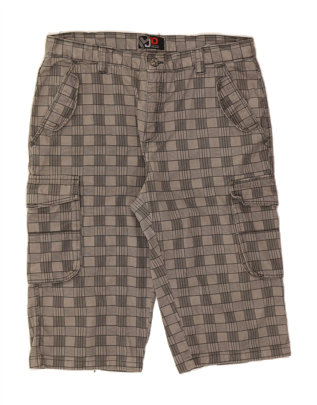 JOHN DEVIN Mens Cargo Bermuda Shorts W36 Large Grey Check Cotton Vintage John Devin and Second-Hand John Devin from Messina Hembry 
