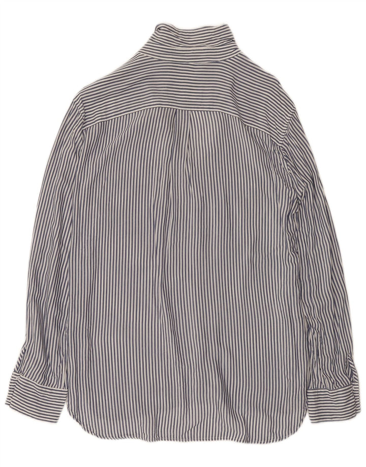 Zara Womens Shirt UK 14 Medium Navy Blue Pinstripe